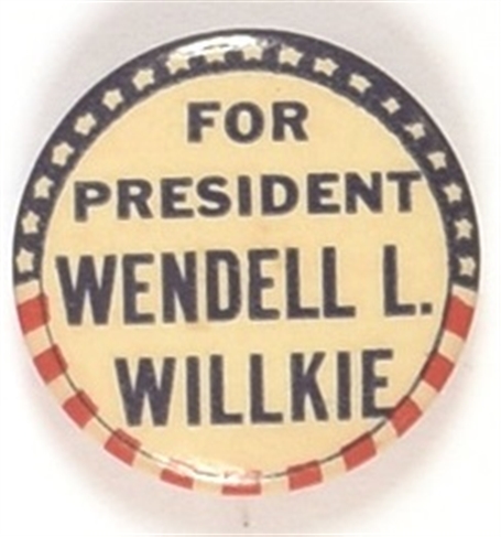 Willkie for President Stars and Stripes Celluloid