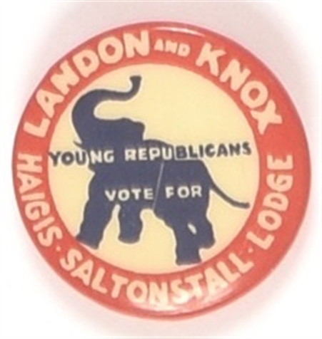 Landon Massachusetts Coattail GOP Elephant Celluloid