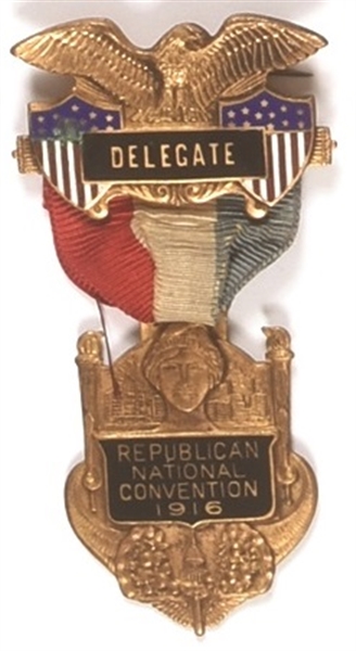 Hughes 1916 Delegate Badge