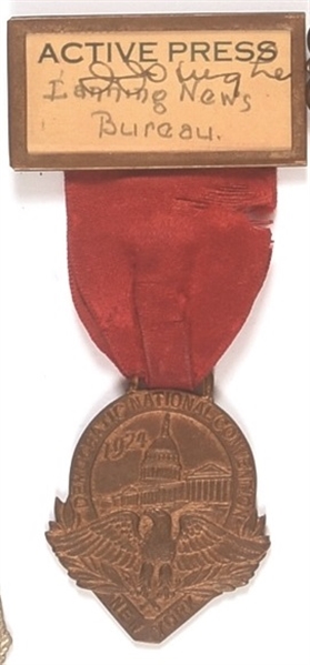 Davis 1924 Convention Press Badge