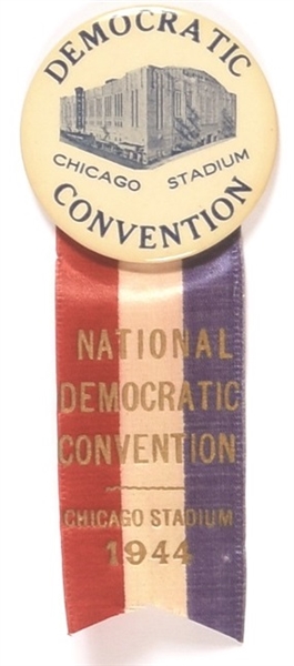 FDR Chicago Stadium Convention Pin and Ribbon