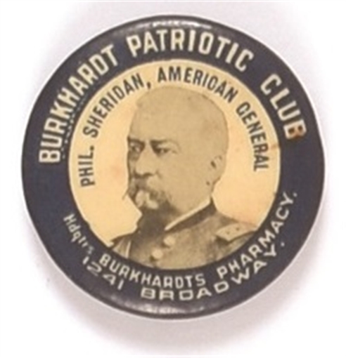 Burkhardt Patriotic Club Civil War Pin, Gen. Sheridan