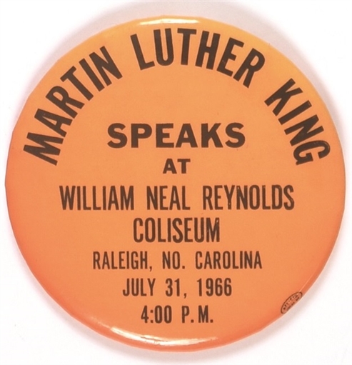 Martin Luther King 1966 North Carolina Speech Promotional Pin