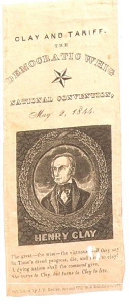 Henry Clay Democratic Whig Ribbon