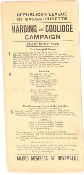 Harding and Coolidge Songs Trifold