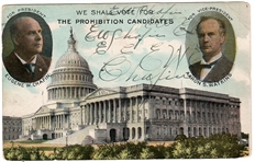 Chafin, Watkins Prohibition Party Coattail Postcard