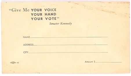 Senator John F. Kennedy Massachusetts Envelope