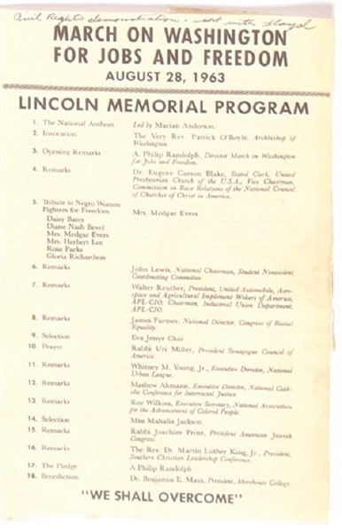 March on Washington 1963 Program