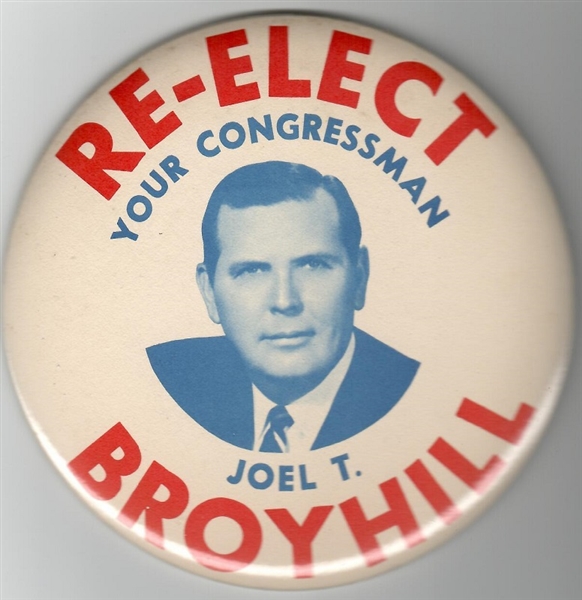 Re-Elect Joel T. Broyhill Virginia 6-Inch Celluloid