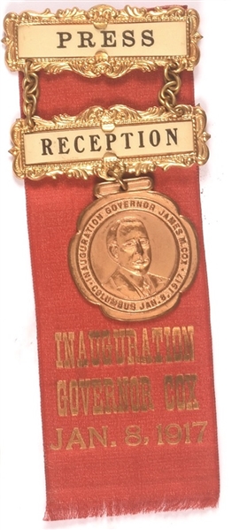 Ohio Governor Cox Press Reception Badge