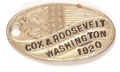 Cox, Roosevelt Metal Tag