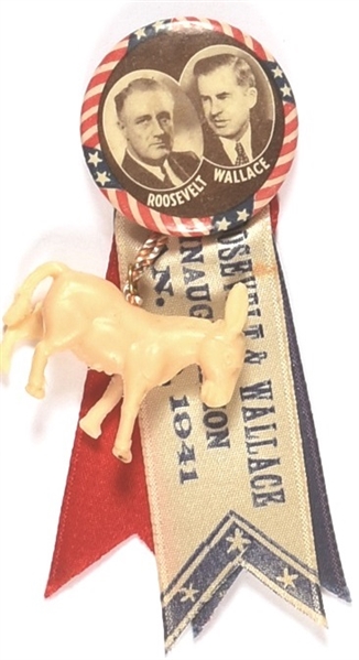 Roosevelt, Wallace Jugate With Inaugural Ribbons
