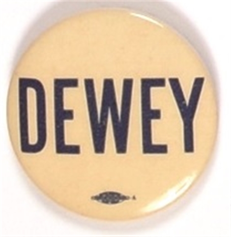 Dewey Blue and White Celluloid
