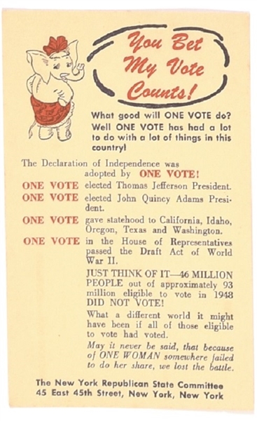 Dewey You Bet My Vote Counts Postcard