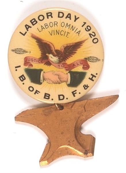 Blacksmith Union Labor Day 1920 Pin