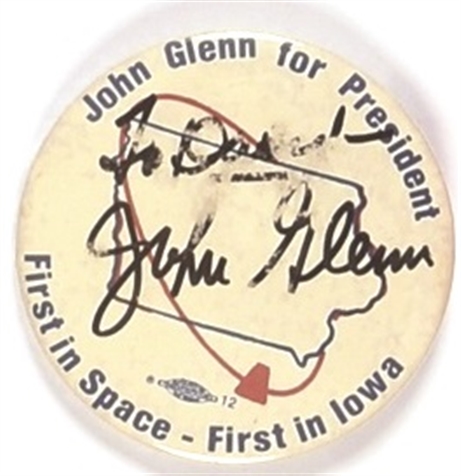 John Glenn Signed Iowa Celluloid