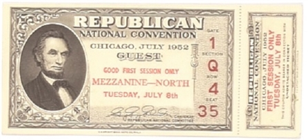 Eisenhower 1952 Convention Ticket