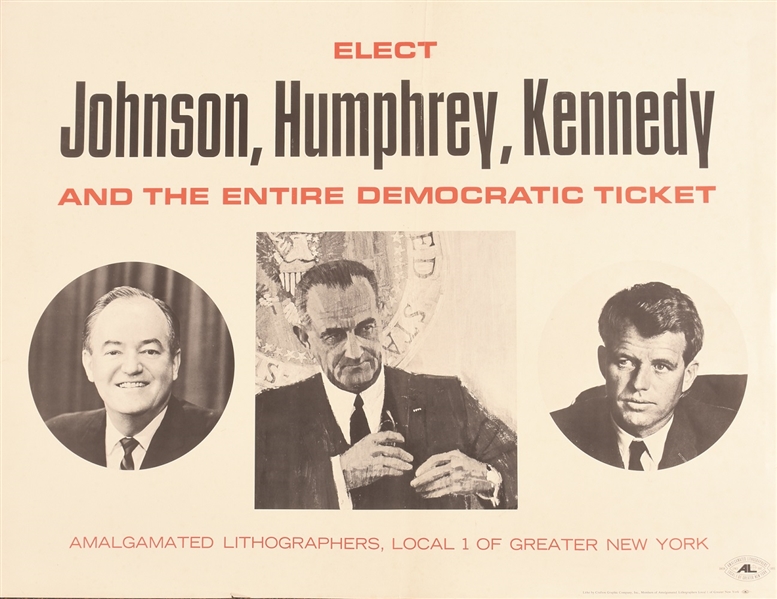 Johnson, Kennedy Larger Size Labor Union Poster