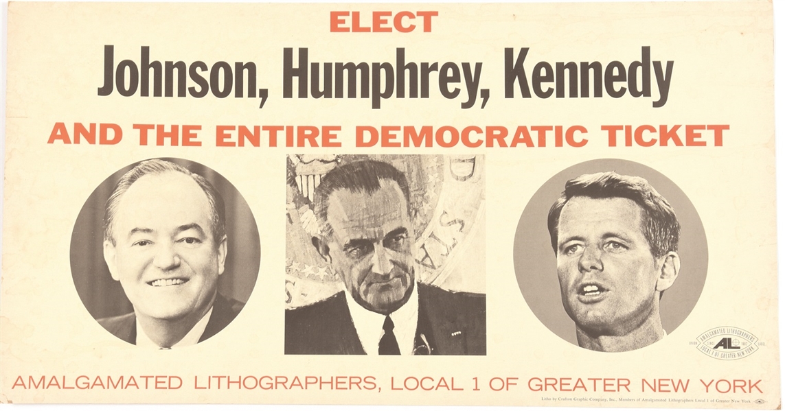 Johnson, Kennedy Smaller Size Labor Union Poster