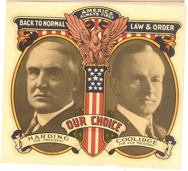 Harding, Coolidge America First Decal