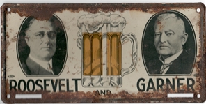 Roosevelt-Garner Beer License Plate