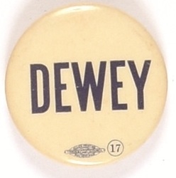 Dewey Blue and White Celluloid