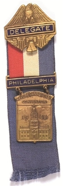 Willkie 1940 Convention Delegate Badge