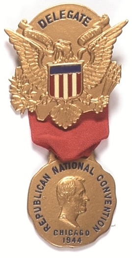 Dewey 1944 Convention Delegate Badge