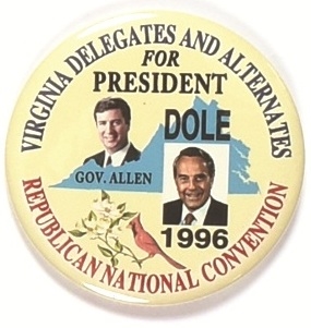 Dole, Allen Virginia GOP Convention Pin