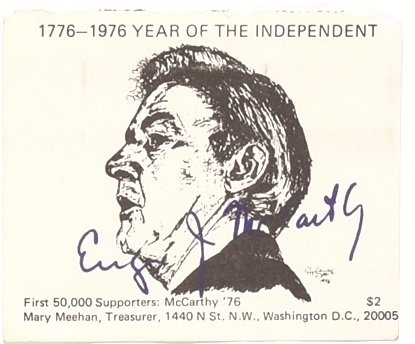 Eugene McCarthy Signed Card