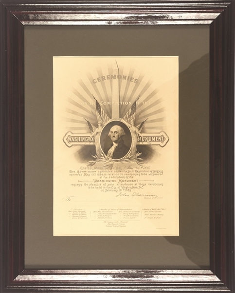Washington Monument Dedication Invitation