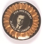 Landon for President Metallic Gold Sunflower Celluloid