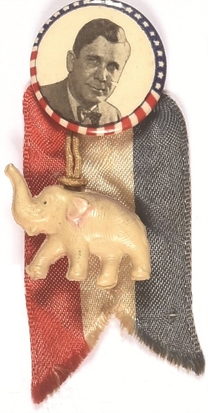 Willkie Pin With Elephant, Ribbon