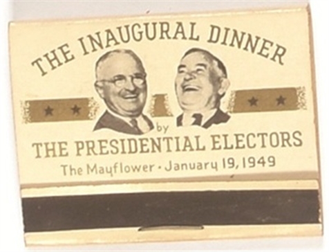 Truman, Barkley Inaugural Dinner Matchbook