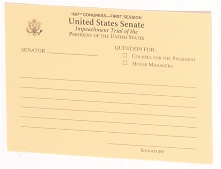 Clinton Impeachment Question Card