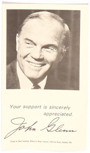 Glenn US Senate Postcard