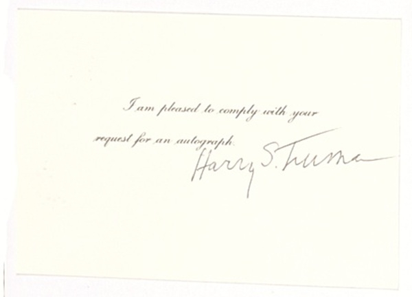 Truman Autograph Card