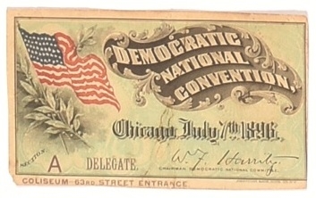 Bryan 1896 Convention Ticket