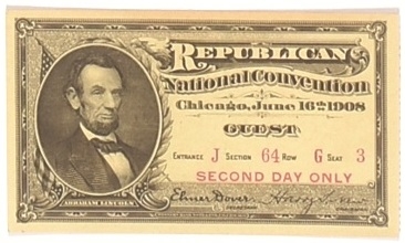 Taft 1908 Convention Ticket