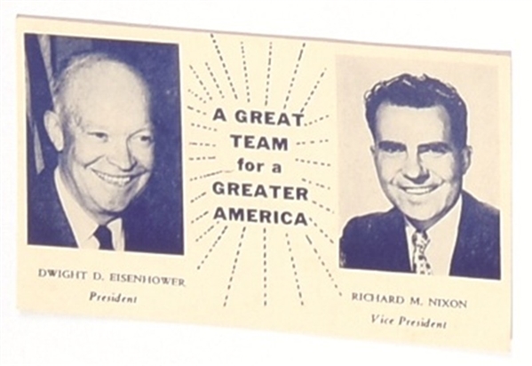 Eisenhower, Nixon Campaign Card