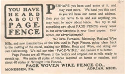 Page Fence Trade Card