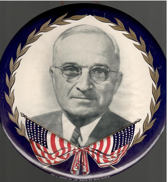 Truman 9-Inch Flag and Laurel Celluloid