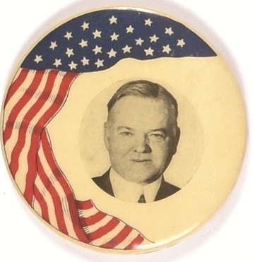 Herbert Hoover Larger Size Flag Celluloid