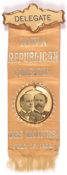 McKinley, Hobart Iowa Republican Convention Badge