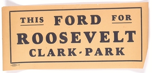 This Ford for Roosevelt Missouri Coattail Sticker