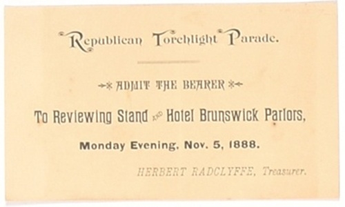 Benjamin Harrison Torchlight Parade Ticket