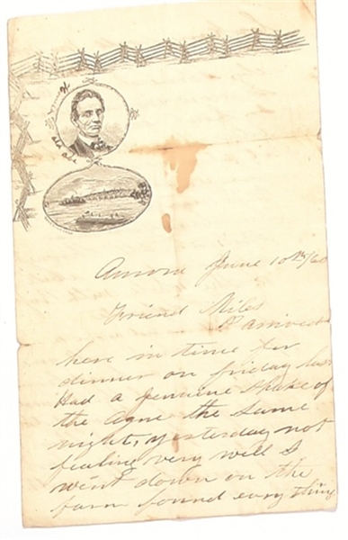 1860 Letter on Lincoln Stationary