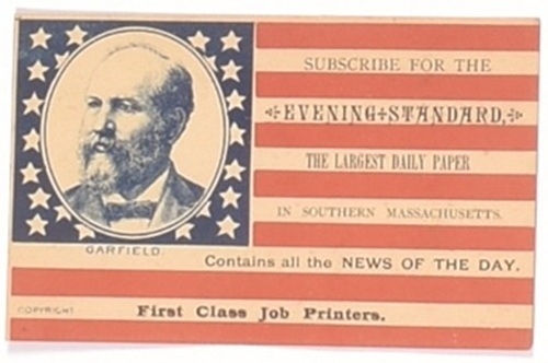 Garfield Massachusetts Newspaper Card