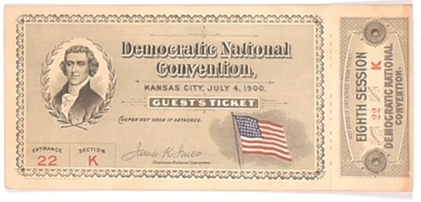 Bryan 1900 Convention Ticket