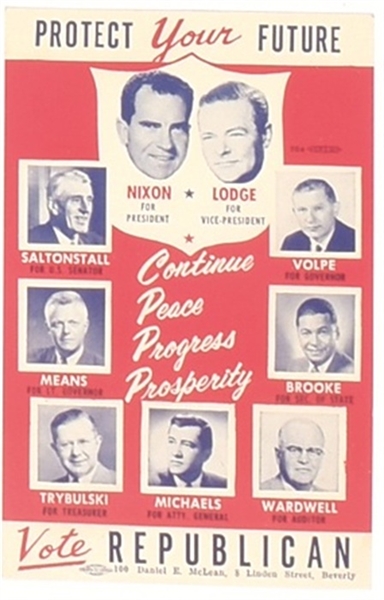 Nixon, Lodge Massachusetts Coattail Card